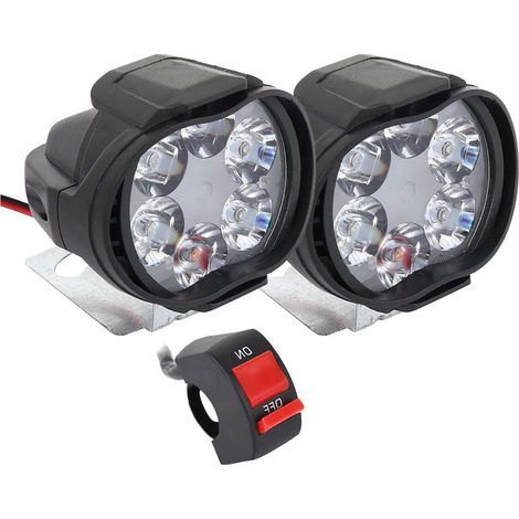 BUNTHAUS Motorradscheinwerfer LED Zusatzscheinwerfer, 2Pcs Frontscheinwerfer Zusatzscheinwerfer für Motorrad 12V Antibeschlagstrahler mit Schalter für LKW Motorrad Quad Scooter