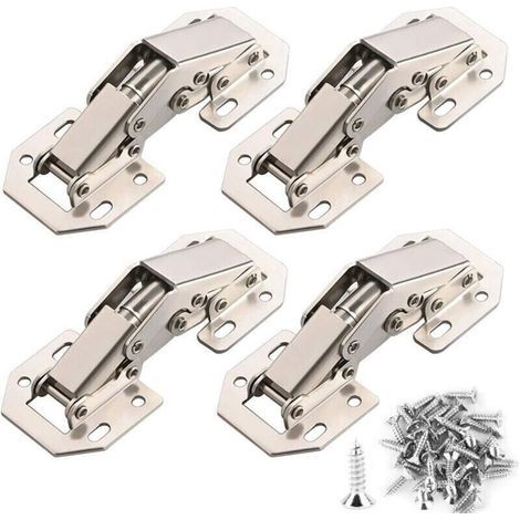 Charnière Porte Placard 90 Degrés avec Vis Amortisseur Piston Compression Support Relevable Accessoire Meubles Coin 77mm x 32mm,4PCS (1/4)
