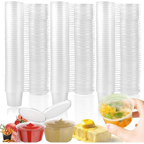 150 Pièces Pots à Sauce en Plastique avec Couvercle 25ml,Boîtes de Conservation Anti-fuite,Réutilisables en Petit Pot Plastique,pour Sauces, épices, Confiture Bonbons (1/5)