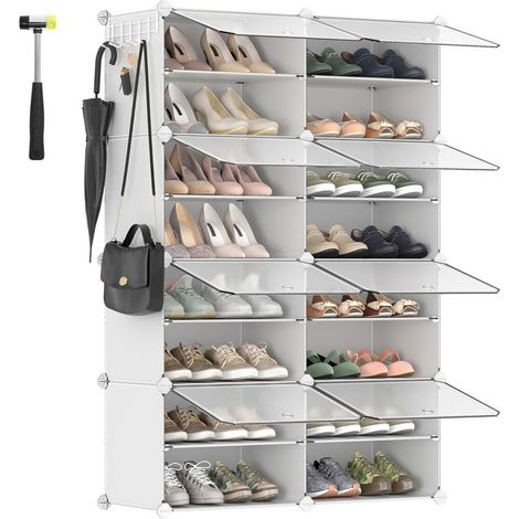 Weißer Schuh- und Kleiderschrank mit 8 Boxen (1/5)