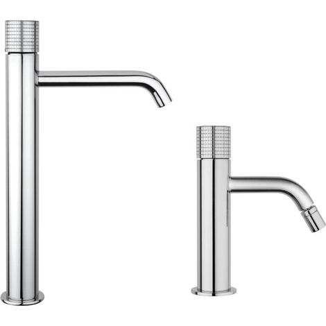 Set rubinetti lavabo alto e bidet Jacuzzi Rubinetteria Armonia Grip cromati per piletta click clack (1/4)