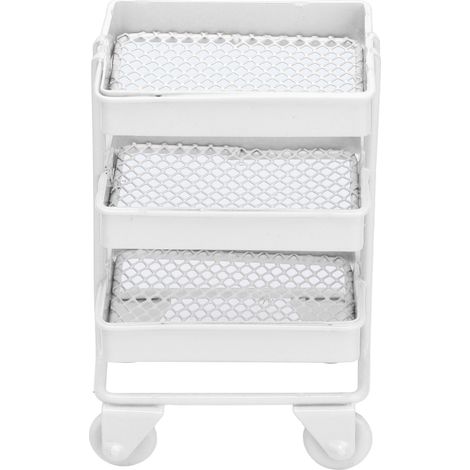 Étagère de rangement à 3 niveaux avec roulettes pour maison de poupée miniature à l'échelle 1:12, idéale pour décorer la cuisine (blanc). (1/5)