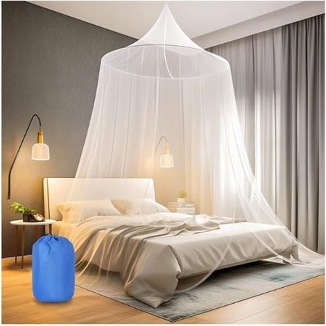 Travel mosquito net with travel bag and self-adhesive ceiling hook, outdoor mosquito net, bed canopy for home and travel, extra large for double and single beds (1/4)