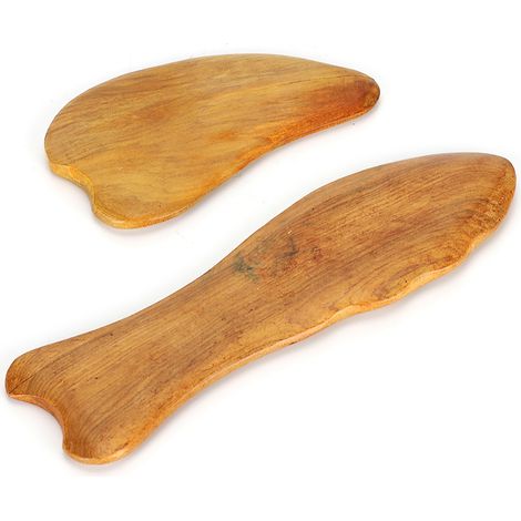 Planche en bois de massage visage et cou, outil de Gua Sha anti-douleur musculaire, racloir naturel, lot de 1, type 01 (1/5)
