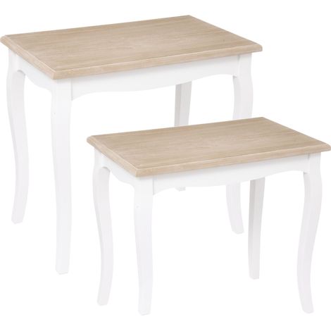 Set di 2 tavolini nido chrysa in pino bianco l48 60cm - Atmosphera créateur d'intérieur