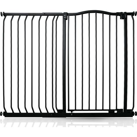Bettacare Extra Tall Curved Top Dog Gate, 116cm - 125cm, Matt Black, Extra Tall 100cm in Height, Pressure Fit Pet Gate