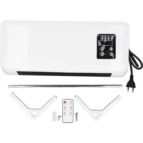 Radiateur soufflant Mural Chauffage - 1000 W / 2000 W Oscillation minuterie avec télécommande Blanc