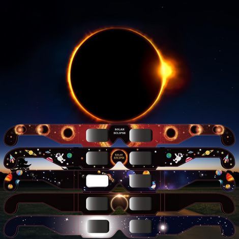 FLAMMKRAFT-Lunettes de sécurité pour observer une éclipse solaire, lot de 5, certifiées ISO 12312-2, certifiées CE, style aléatoire