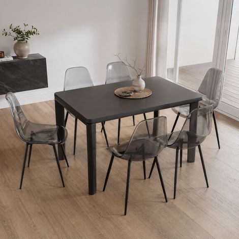 Conjunto de 6 sillas Agate, Sillón PET, Silla de comedor ergonómica, Silla de reunión, 53x46h81 cm, Color Ahumado (1/5)