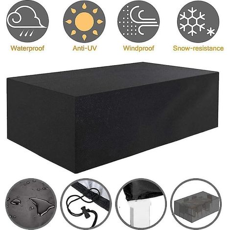 Housses de mobilier d'extérieur imperméables, résistantes à la pluie, à la neige, à la poussière et au vent, en tissu Oxford anti-UV, pour jardin, pelouse et terrasse. Plusieurs tailles disponibles, n (1/4)