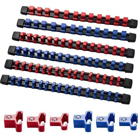 6pcs Socket Organiser Socket Holders 1/4-Inch 3/8-Inch 1/2-Inch Rail Clips Rack (1/5)