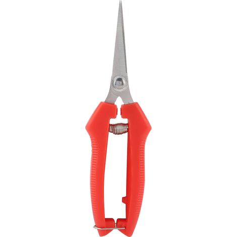 Tijeras de podar frutales rojas de 7 pulgadas, de acero inoxidable y material PP, tijeras de jardín para cortar y cosechar fruta con mango ergonómico y remache ajustable. (1/5)