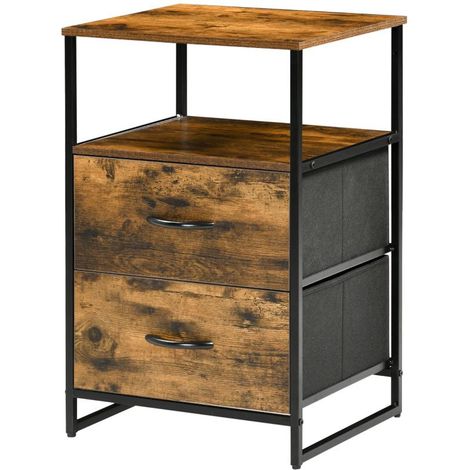 Commode, meuble de rangement avec tiroirs en tissu pliables, étagère de style industriel, meuble d'appoint pour salon, marron rustique