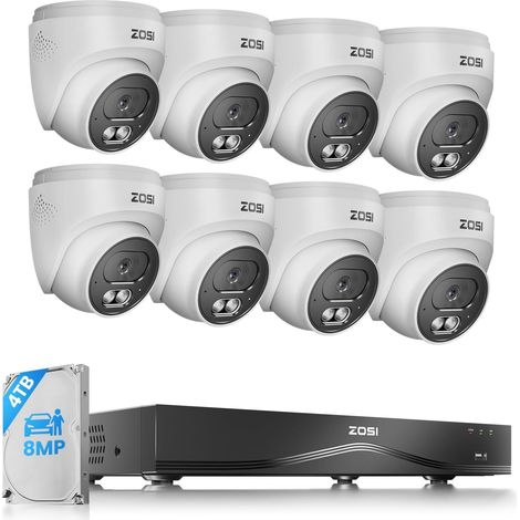 4K 8MP 16CH 4TB Kit Caméra Surveillance PoE Extensible 32CH 8 Caméras IP 8MP Extérieur Détection IA Personne Véhicule Visage Audio Bidirectionnel (1/5)