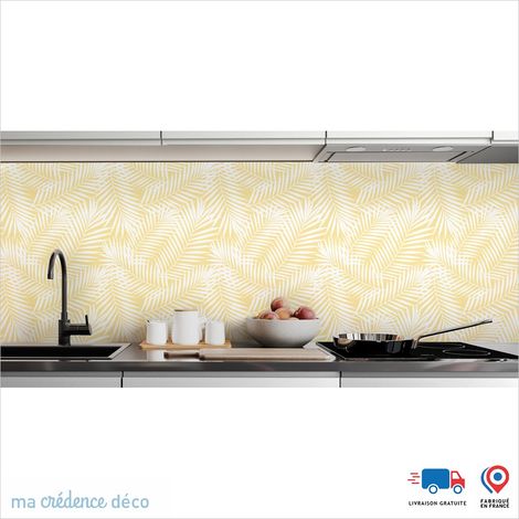 Crédence : Dessin Feuilles de palmier 1 - Couleur Jaune Colza - Alu composite - 120 - 60 (1/3)