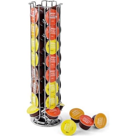 Support à Capsules à Café Argent, Porte Capsules Distributeur Présentoir Rotatif pour 24 Capsules Dolce Gusto, Supports Rangement, 360 Degrés Rotable Range Capsules (1/5)