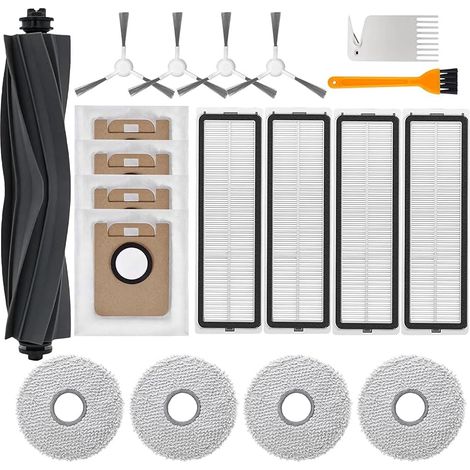 FOREHILL19 Accessoires pour Dreame L10s Ultra / L10 Ultra / L10 Prime/Xiaomi X20+ Pices de Rechange avec 1 Brosse Principale 4 Sac Aspirateur 4 Chiffons de Nettoyage 4 Filtre 4 Brosse Latrale (1/5)
