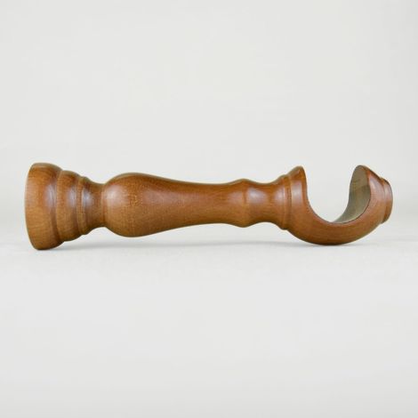 TENDAGGIMANIA Staffe per Tende 1 COPPIA - Per Bastoni per tende in Legno ∅ 35 MM - Staffe con piastrina di fissaggio, viti e tasselli- 100% Legno Made in Italy - Colore: OLMO -LUNGHEZZA 18 CM (1/5)