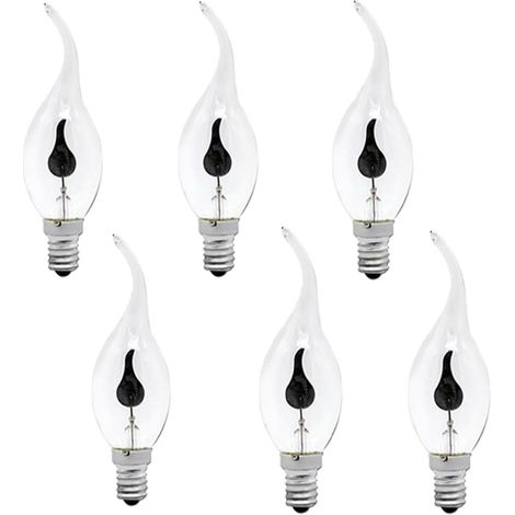 6 Pièces 3W 2700K 220V E14 Bougie Ampoule LED Pointe Flamme Nature Feu Lumière Vacillante Bar Vintage Lampe Décoration Maison