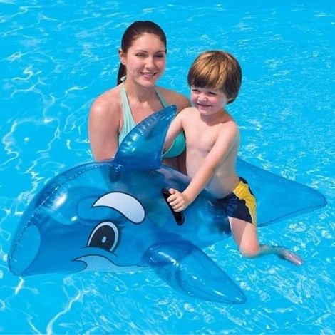 TRADE SHOP - Balena Gonfiabile Per Bambini Azzurro Trasparente 118 X 72 Cm Con Maniglie - (1/2)
