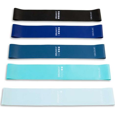 Cecotec Lot de 5 bandes élastiques DrumFitResistanceBandSet, 5 niveaux de résistance de 5 à 18 kg, latex résistant et (1/5)