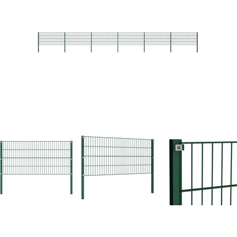 Gartenpfosten - vidaXL Zaunelement mit Pfosten Eisen 1040 x 80 cm Grün - Gartenbarriere (1/5)