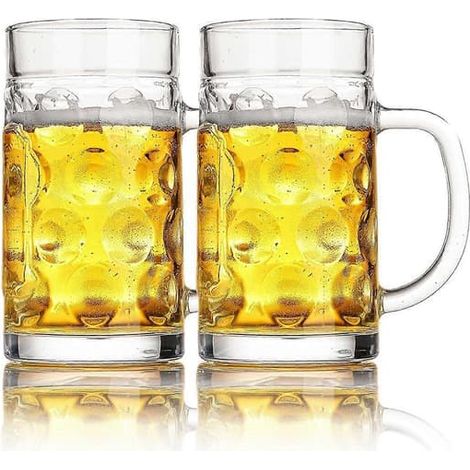 Bierkrug für den Gefrierschrank, Bierkrug aus Glas mit Henkel, großer transparenter Bierkrug für Bier und Tee, 590 ml Bierglas (1/4)