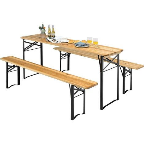 178 cm langer biertisch mit sitzgarnitur 3 teiliges klappbares picknicktisch und bank set