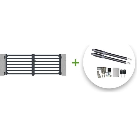 Portail battant électrique ANTELAO 300x110cm GRIS + Motorisation RANGER B150 (1/5)