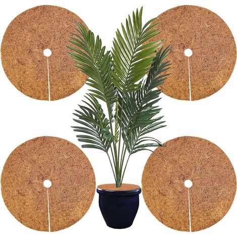 Discos redondos de coco de 45 cm, 4 unidades. Protección para plantas, retiene el calor, protege de las heladas, reduce las malas hierbas. Material natural biodegradable. (1/5)