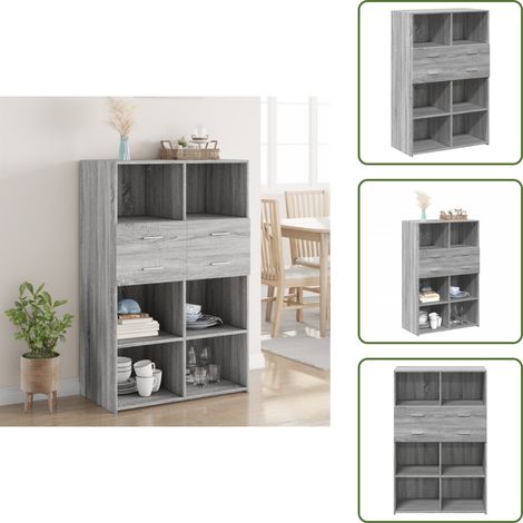 Buffet haut sonoma gris 80x42,5x124 cm bois d'ingénierie - Buffet Design - Buffet Moderne - Buffet Gris - Meuble Rangement - Commode (1/5)