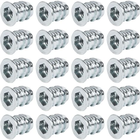 Cyclingcolors – 20x écrous hexagonaux M6 zingués – Filetage pas standard – Pour bois dur – Entraînement 6 pans creux SW6 – Longueur 13mm