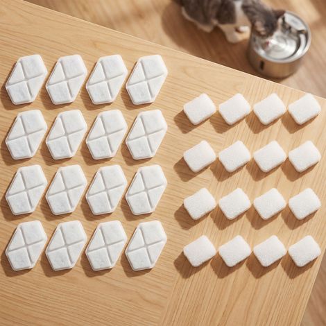 16 pcs filtre fontaine eau chat triple système de filtration distributeur d'eau filtrante pour chat et chien blanc style élégant