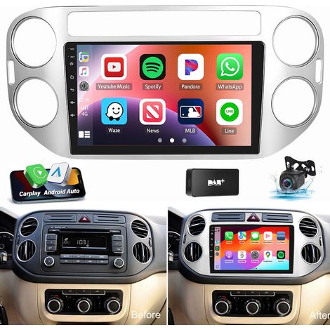 Autoradio Android 14 Carplay 9 pouces pour VW Tiguan 2010-2016 GPS WiFi GPS RDS 1+32G DAB CAM