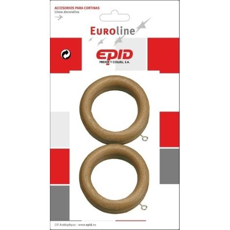 Anilla Cortina 29Mm Hogar Madera Natural Epid 6 Pz
