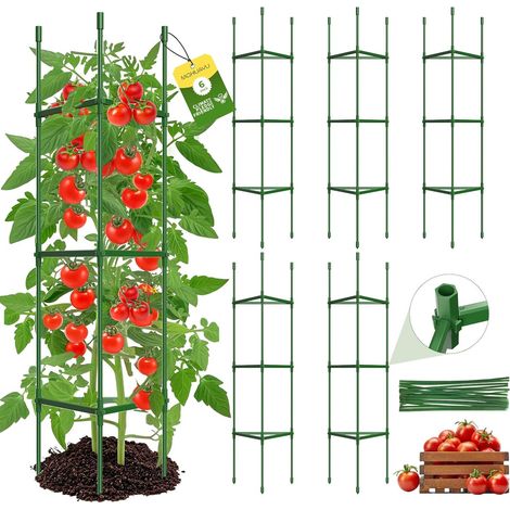 Lot de 3 - Tuteur Tomate - Cage à Tomate - Structure Réglable et Robuste pour Plantes Grimpantes et Rosiers Jardin Vert 40,6x130 cm