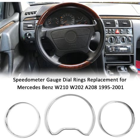 Anillos para la esfera del velocímetro – Compatibles con Mercedes W210/W202/A208 (1995–2001) – Plástico negro, juego de 4