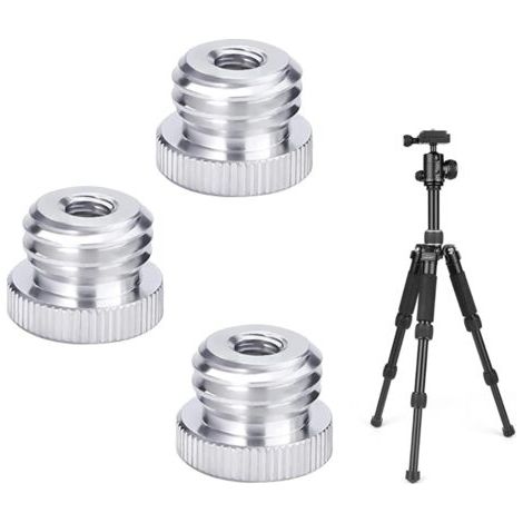 1/4"-20 vers 5/8"-11 Filetée Adaptateur à Vis Adaptateur pour Support de Trépied de Télémètre de Niveau Laser à Filetage 5/8" 1/4" Adaptateur pour Microphone Stand 3 Pièces - Argent (1/5)