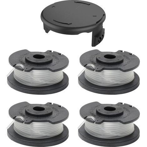 Lot de 4 Bobines de Fil de Rechange pour Coupe-herbe GE-CT 18/28 Li, Bobine de Fil de Rechange en Nylon pour Coupe-herbe Sans Fil GE-CT 18/28 Li TC, + 1 Couvercle de Bobine TLE-03-1 (1/5)