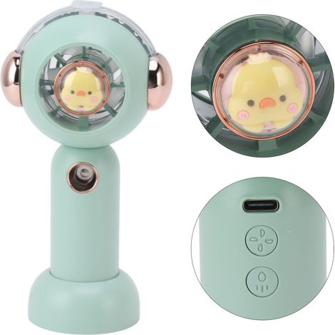 Mini ventilateur USB portable, petit ventilateur de bureau portable, ventilateur atomiseur silencieux pour dortoir/bureau, grand flux d'air, vert. (1/5)