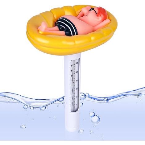 Thermomètre flottant pour piscine, résistant aux chocs, en forme de poisson, jaune, pour mesurer la température de l'eau des piscines et des spas-AquaForge (1/4)