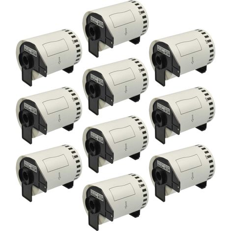vhbw 10x Label Roll with Holder 103mm x 30.48m compatible with Brother P-Touch QL 1050 N, QL 1050 Label Maker - Self-Adhesive