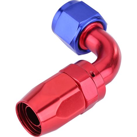 Raccord pivotant AN8 pour durite d'alimentation, adaptateur pour refroidisseur d'huile, angle 90°, anodisé bleu et rouge (1/3)