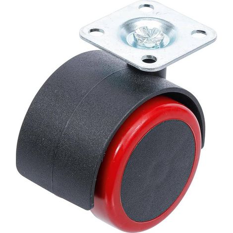 Roue Double Pivotante 50 mm - Rouge/Noire - Mobilité et Robustesse,  - D-Work