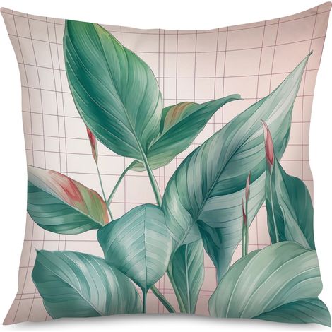 Housse de coussin avec motif feuilles d'eucalyptus (1/5)
