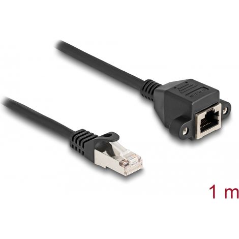 Delock Cable de extensiÃ³n RJ50 macho a hembra S/FTP 1 m negro