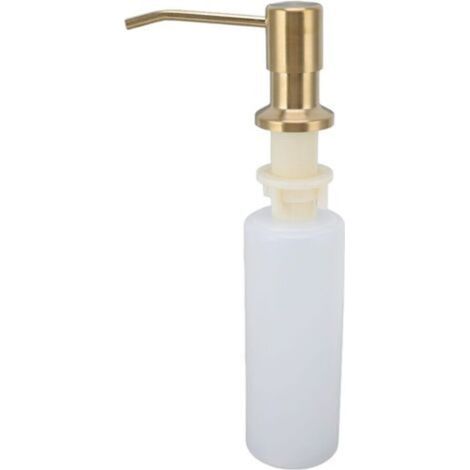 Soap dispenser for kitchen sink, 350 ml, stainless steel, refillable, with 360° rotating pump (gold) (1/5)