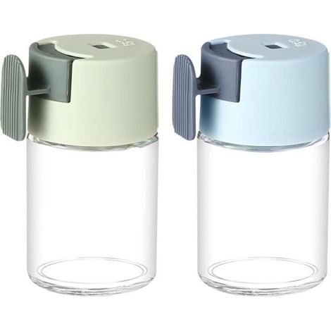 Saliere,Salieres et Poivrieres,Moulin a Poivre,Ensemble de 2 Salières et Poivrières avec Couvercle,pour la Cuisine,(Vert + Bleu) (1/4)