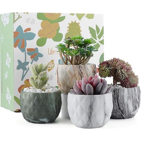 4pcs Mini Pots de Fleurs en Céramique, 8.5cm Pot de Succulent en Céramique, Pot de Cactus Bonsaï pour Décoration à La Maison Bureau Cadeau (1/5)