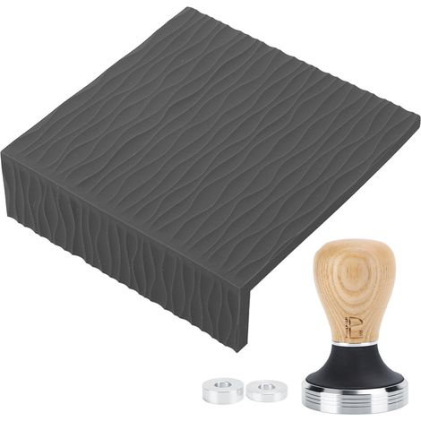 Tampon à Café 58mm avec Manche en Hêtre et Set de Matelas de Tassage Noir pour Barista à Domicile (1/5)